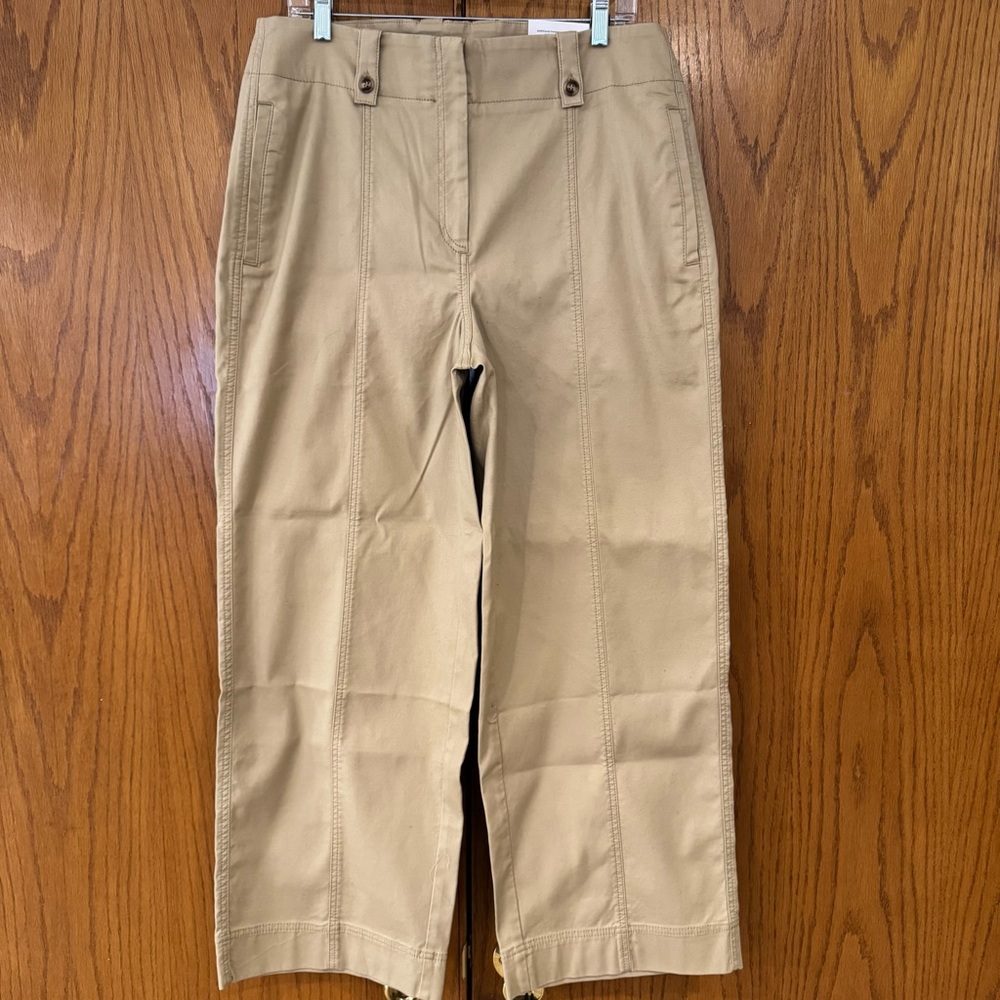 Chico's Khaki Wide-Leg Crop Pants
